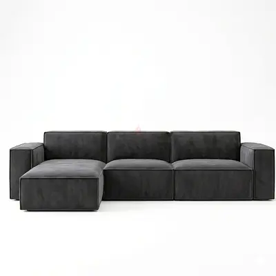Modern Dark Grey Modular Corner Sofa (Left Chaise) - 3-Seater