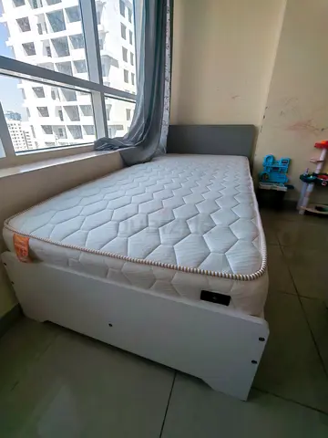 Single Bed Frame with Mattress - White, Good Condition