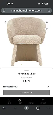 Brand new Marina Home Rho Dining Chair — Beige boucle upholstered dining chair (1 unit)