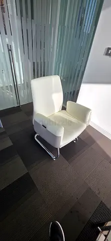 Comfortable White Office Visitor Chair with Chrome Frame