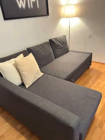 Grey L-shaped Sofa with Chaise - Good Condition