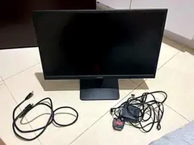 22 inch Monitor with Power Cable and Mixed Cables — Good Working Condition