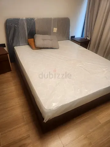 Queen Bed Frame with Headboard, Mattress and Nightstands - Good Condition