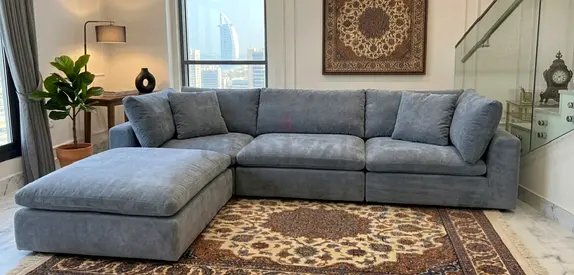 Pan home pianca feather 🪶 filled modular 4_ piece sofa with ottoman