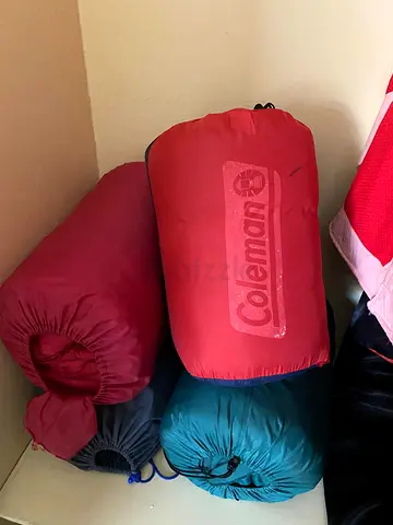 Coleman sleeping bags x4 - used, compact for camping