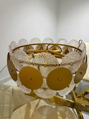 Gold and Glass Decorative Ceiling Light / Chandelier - Modern Design