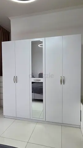 White 3-Door Wardrobe with Mirror - Good Condition