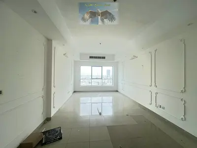 Two bedrooms and a living room for rent in Al Khan. Parking. Free maintenance. Two balconies.
