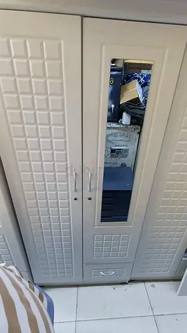 White 2-Door Wardrobe with Mirror - Good Condition