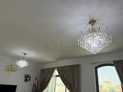 Set of 2 Ceiling Chandeliers - Crystal Style, Good Working Condition