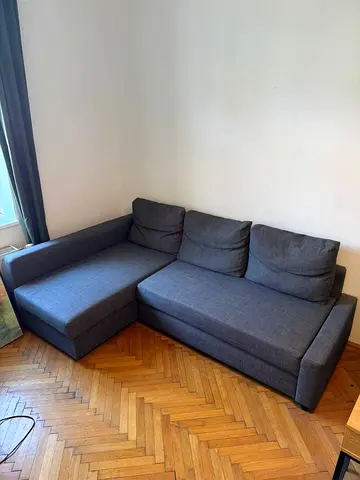 Gray L-shaped Fabric Sofa with Chaise - Good Condition