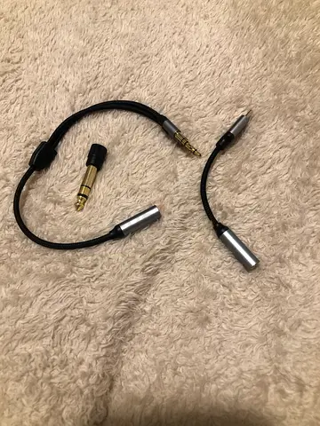 3 audio adapter cables with 3.5mm to 6.35mm and inline couplers