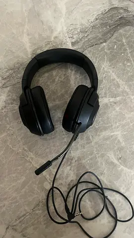 Black Over-Ear Wired Headset with Boom Mic - Good Condition