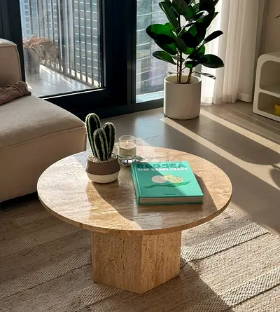 Round Travertine Coffee Table