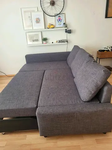 Compact Grey Fabric Sofa Bed - Good Condition