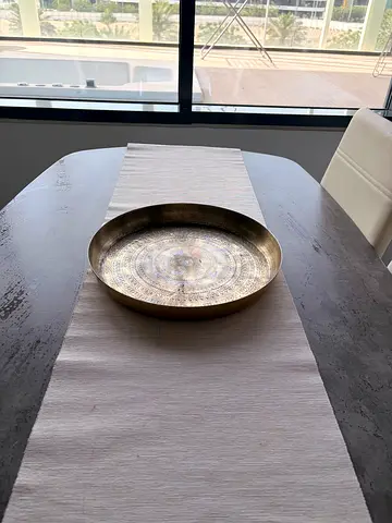 Hand-etched Brass Decorative Tray / Wall Hanging with table runner