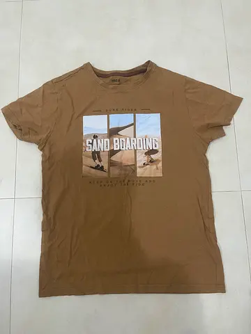 Brown graphic Sand Boarding short sleeve t-shirt - mens casual tee