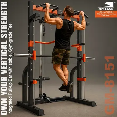 Power Cage, Smith Machine – Squat Rack – Multi-Function Home Gym Equipment for Full-Body Strength Tr