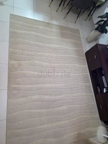 Light Beige Modern Wave Pattern Area Rug - Large