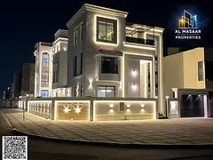 A villa with a unique and very elegant classic design in a prime location in Al Zahia, with freehold