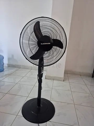 Used Black Pedestal Standing Fan - Adjustable Height  Oscillation