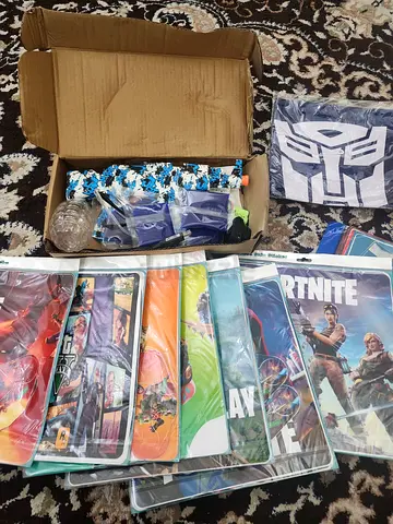 Bundle of Kids Toy Blasters, Target Shields and Game Posters - Used