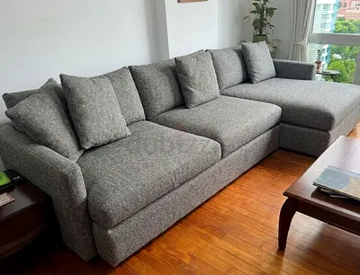 Lounge Deep brown crate and barrel four seater lshape sofa