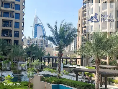 شقة بغرفتي نوم | مبنى أسايل 2 | إطلالة على برج العرب | شرفة وغرفة خادمة