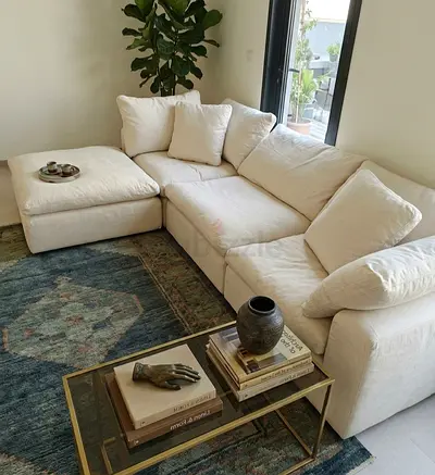 Marina home feather 🪶 filled modular 4_ piece sofa with ottoman