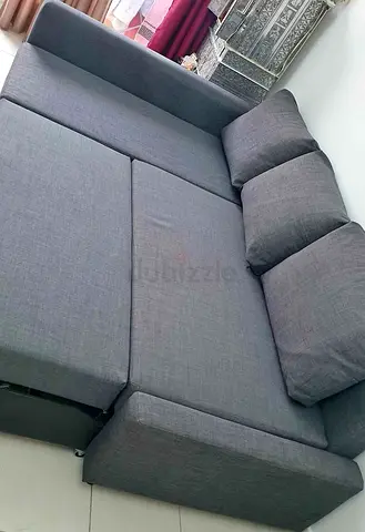 Grey Fabric Sofa Bed Shaped Couch with Cushions
