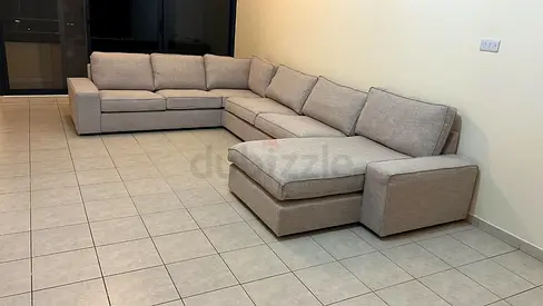 IKEA Kivik U shape sofa Beige Large L-shaped Fabric Sofa with Chaise - Neutral Beige