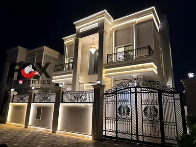 فيلا للبيع الحليو 1 عجمان 2100000 درهم 6 غرف ماستر G+1+R تشطيب فاخر واجهة حجر مساحة كبيرة