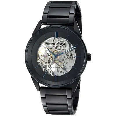 Kenneth Cole Mens Skeleton Black Stainless Steel Watch
