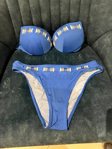 Blue cruise collection embellished womens bikini set, size S-M