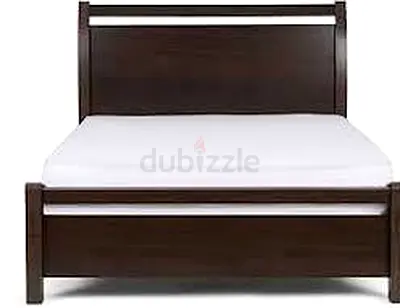 Solid Wood Double Bed Frame with Headboard and Footboard - Dark Brown