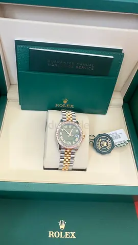 278383RBR   Rolex Datejust Two-Tone 31MM Womens Watch green dial with diamonds