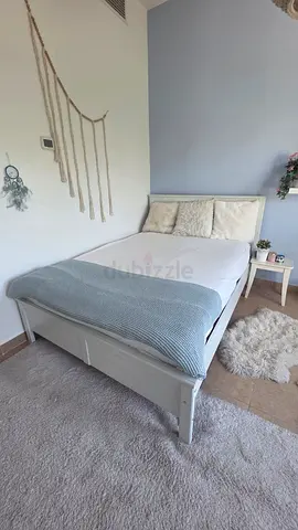 IKEA HEMNES Bed Frame (White Stain) + Mattress