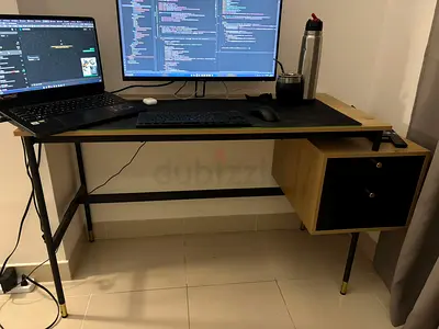 RUWA OFFICE DESK WITH 2 DRAWER - NATURAL BLACK