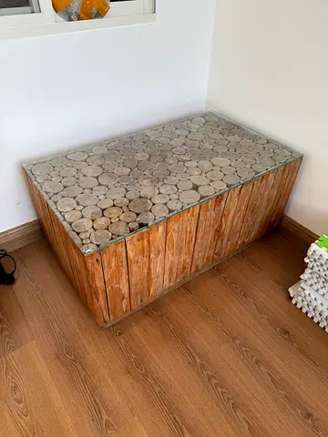 Drift style Wooden Coffee Table with Glass Top