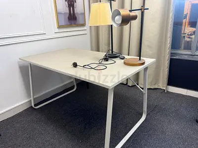 Simple White Study/Office Table - Good Condition
