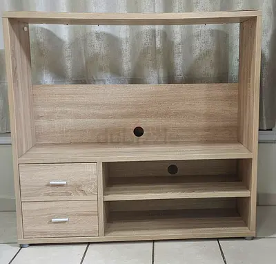 Light Oak TV Entertainment Unit with Drawers and Shelves
