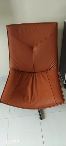 Brown Leather Swivel Lounge Chair — Good Condition