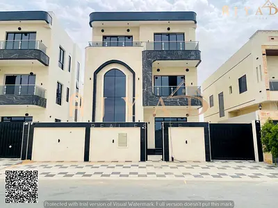 للبيع: فيلا سوبر فاخرة في البهية عجمان، بقعة استراتيجية، أرض 3014 قدم، عمارة 3800 قدم، 5 غرف رئيسية، مجلس أنيق، صالة جلسات، غرفة عاملة، سعر شامل رسوم
