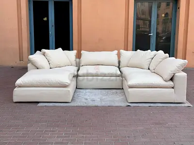 Marina home Luscious originalLarge Modular Cream Fabric Corner Sofa with Deep Cushions (5-piece set)