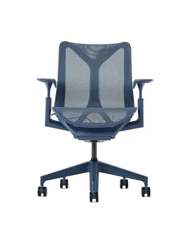 Herman Miller Cosm low back chair. Ergonomic Mesh Office Chair with Armrests and Wheels - Blue