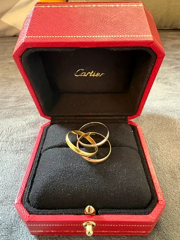 Authentic Cartier Trinity 18K Gold Interlocking Ring (Classic Three-Band) in Cartier Box