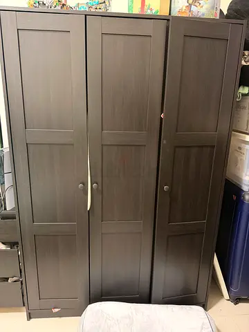 Dark Wood 3-Door Wardrobe / Armoire - Good Condition