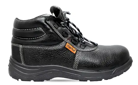 Black Leather Safety Work Boots — Size 45