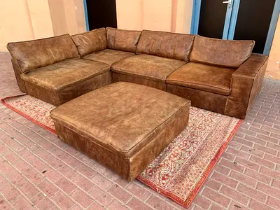 Marina home Leather Sofa and Ottoman