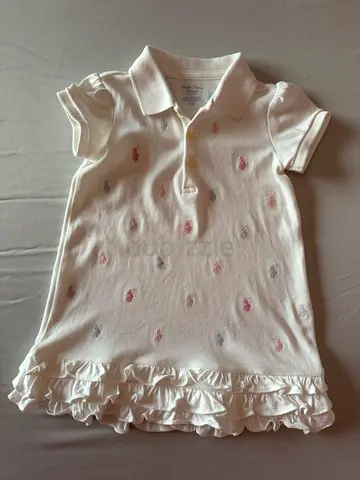 White Polo Dress/Top with Ruffle Hem - Child Size (Ralph Lauren bought in US)